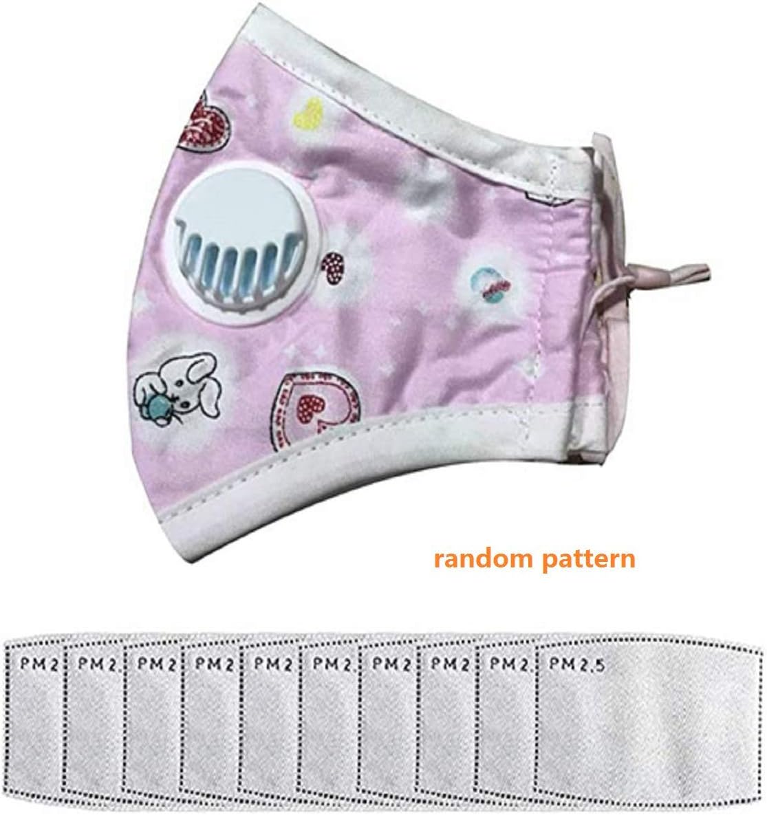 mossty 1 + 10 pc,Cute Kids Washable,Cotton Reusable,Pink Cartoon Random