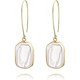Geometric Drop Dangle Earrings Boho Statement Long Hoops 18k Gold Plated Lightweight Earrings for Women Girls