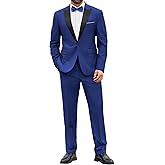 COOFANDY Men's 2 Piece Suit Slim Fit One Button Tuxedo Jacket Pants for Wedding Prom Business