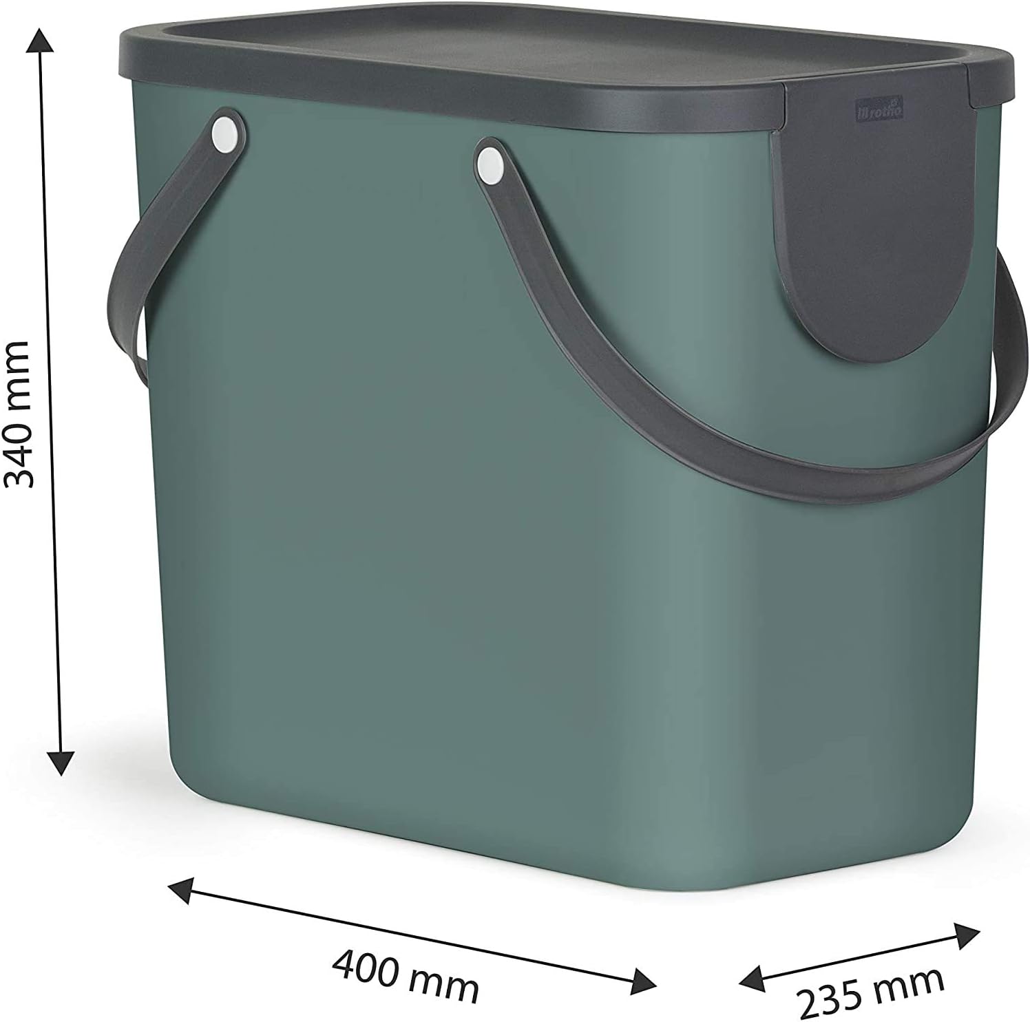 Rotho Indoor Recycling bin from Rotho Albula - 1024905092, Green, 25 l (40.0 x 23.5 x 34.0 cm), 25l (40,0 x 23,5 x 34,0 cm) - Image 3