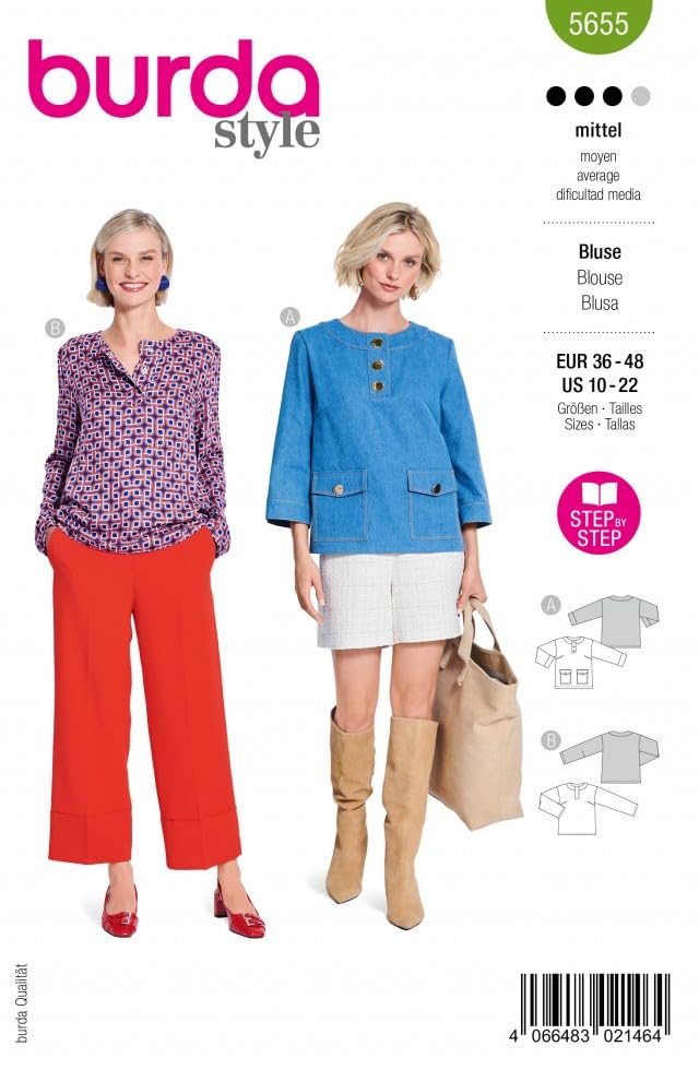Burda Style 5655 Sewing Pattern for Misses Blouses