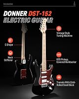 Donner 39" Electric Guitar DST-152B HSS Coil Split Kit with Amp Bag view 2