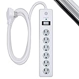 GE 6-Outlet Surge Protector, 8 Ft Extension
