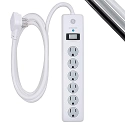 GE 6-Outlet Surge Protector, 8 Ft Extension