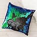 Wonder4 2 Pack Sequin Pillow Case 16x16 inches Reversible Cushion Cover Change Color Cotton Linen Couch Mermaid Throw Pillow Cover for Decoration (Green Blue & Black)