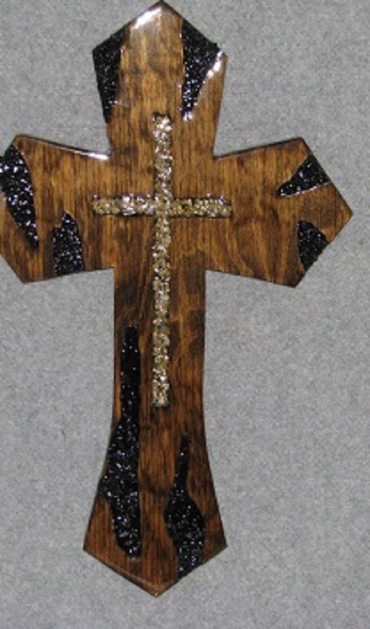 decorative wall cross, large mirror cross/black inlaid glass, handmade, Handmade