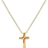 FYXYZ Softball Necklace Softball Gift for Women Coach Mom Baseball Charm Necklace Gold Cross Pendant