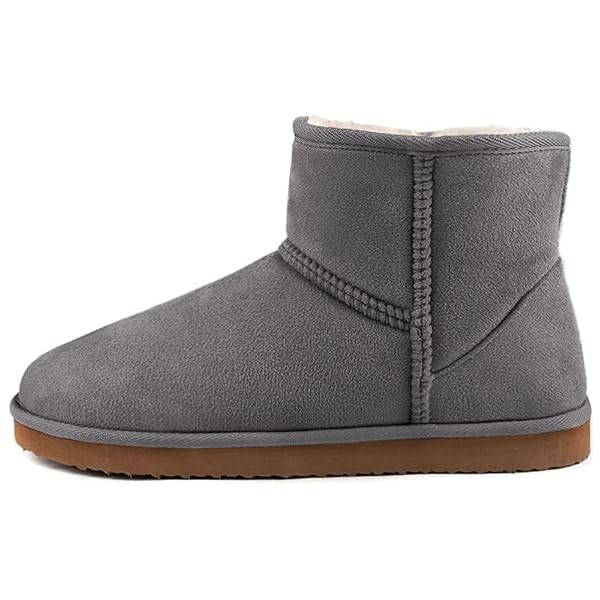 ZIZOR WOMEN’S COZY SHORT BOOTIE SLIPPERS, WINTER WARM HARD BOTTOM HOUSE SHOES WITH FUZZY LINING, GRAY, 10 M US