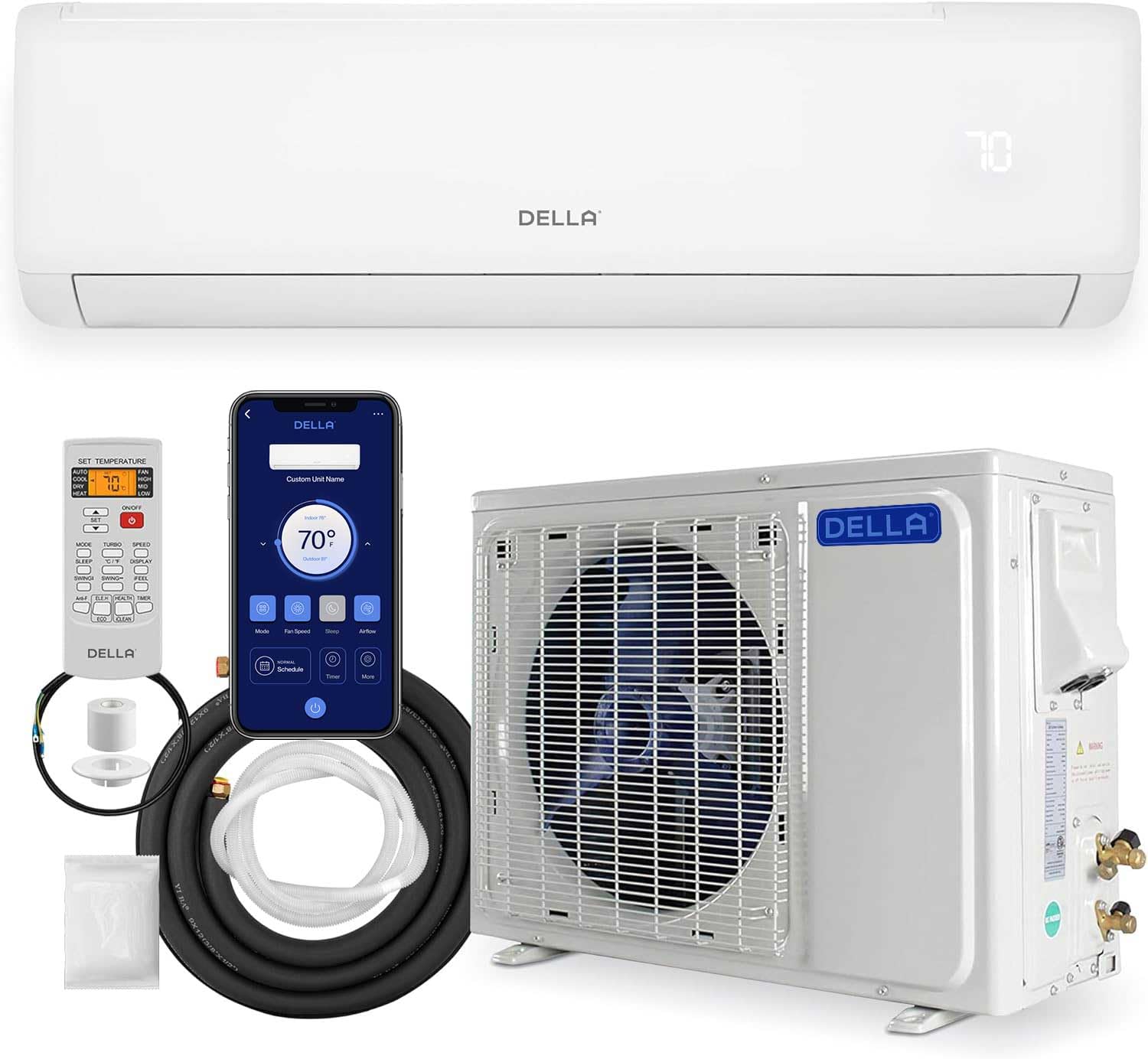 DELLA 18000 BTU Mini Split AC 21 SEER2 Cools Up to