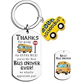 School Bus Keychain Thank You Driver Keychain Best Bus Driver Gifts for Women Men Bus Driver Appreciation Gifts Thanksgiving Day Birthday Back to School Christmas Graduation