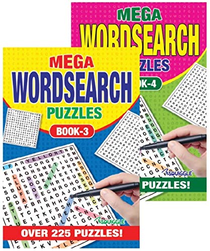 Martello A5 Mega Wordsearch Travel Puzzle Books - Word Search Brain Teaser Books 3 & 4