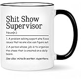 WENSSY Boss Day Gifts for Leader Men Friends Coworker, Supervisor Mug, Shit Show Supervisor Mug, Bosses Day Gift, Funny Bosses Gifts on Christmas Birthday National 11 Oz Black Handle