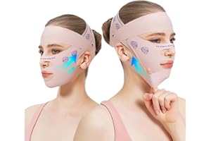 kanuoc Upgrade V Line Face Lifting Mask, Chin Strap for Sleeping, Mouth Tape for Sleeping Women, Double Chin Reducer Eliminator for Women, Jaw Exerciser, Firming Prevent Sagging (21-27in, Pink)