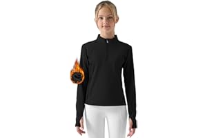 Willit Girls Fleece Long Sleeve Shirts Winter Horse Riding Jacket Half Zip Kids Sweatshirts Thermal Coat