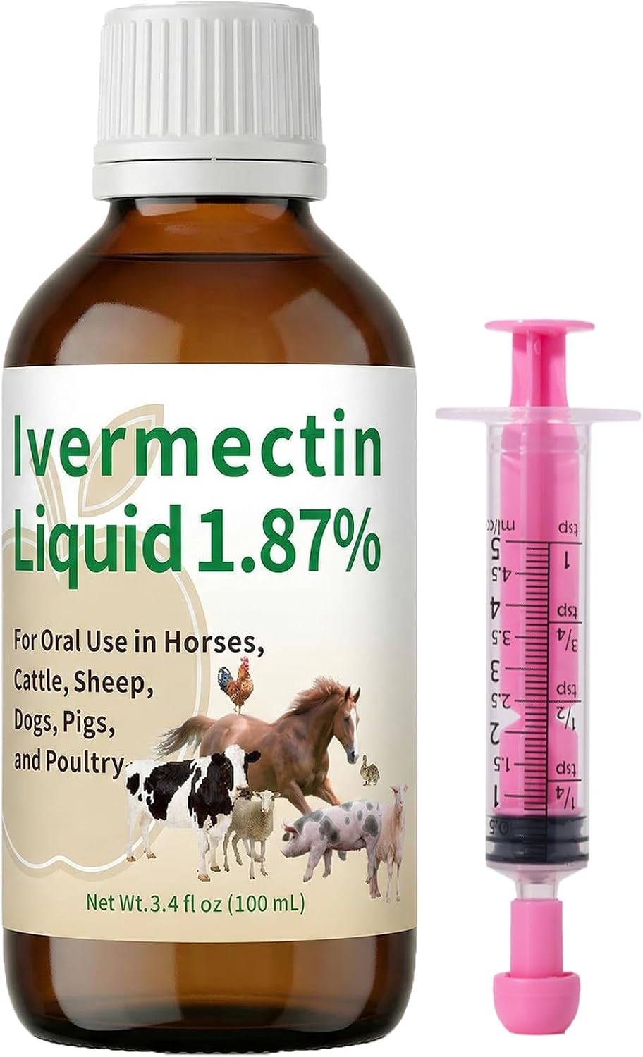 Zhizaiql Ivermectin for Horses(Liquid) – Apple Flavor, Safe for Horses, Poultry & Other Livestock of All Ages,3.4 fl oz