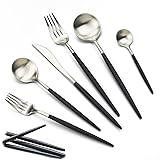 JASHII 18/10 Black Handle Flatware Silver