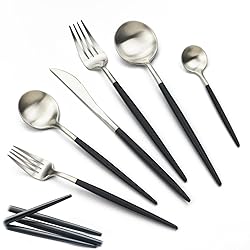 JASHII 18/10 Black Handle Flatware Silver
