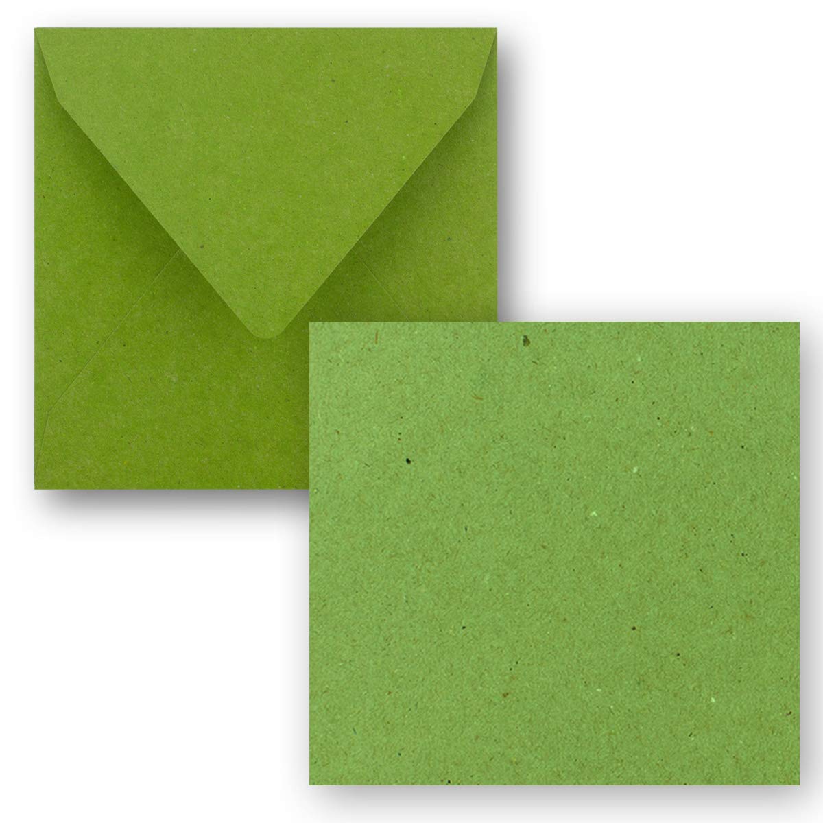 FarbenFroh® by Gustav Neuser® Set of 25 Simple Square Cards 15 x 15 cm with Envelopes for Greeting Cards in Light Green Kraft Paper