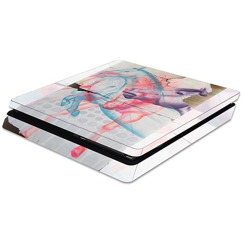 MightySkins Skin Compatible with Sony PS4 Slim Console - Damaged Horses | Protective, Durable, and Unique Vinyl Decal wrap Cover | Easy to Apply, Remove, and Change Styles | Made in The USA - Amazon deal for $17.08