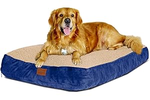 Floppy Dawg Large Dog Bed with Removable, Machine Washable Cover and Waterproof Liner. Classic Pillow Stuffed with Orthopedic Memory Foam Blend. Made for Big Dogs up to 90 Pounds.
