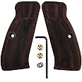 Cool Hand Wood Grips for CZ 75 Full Size, SP-01, 75B BD, Gun Grips Screws Included, Checker Diamond Cut Texture, Brown