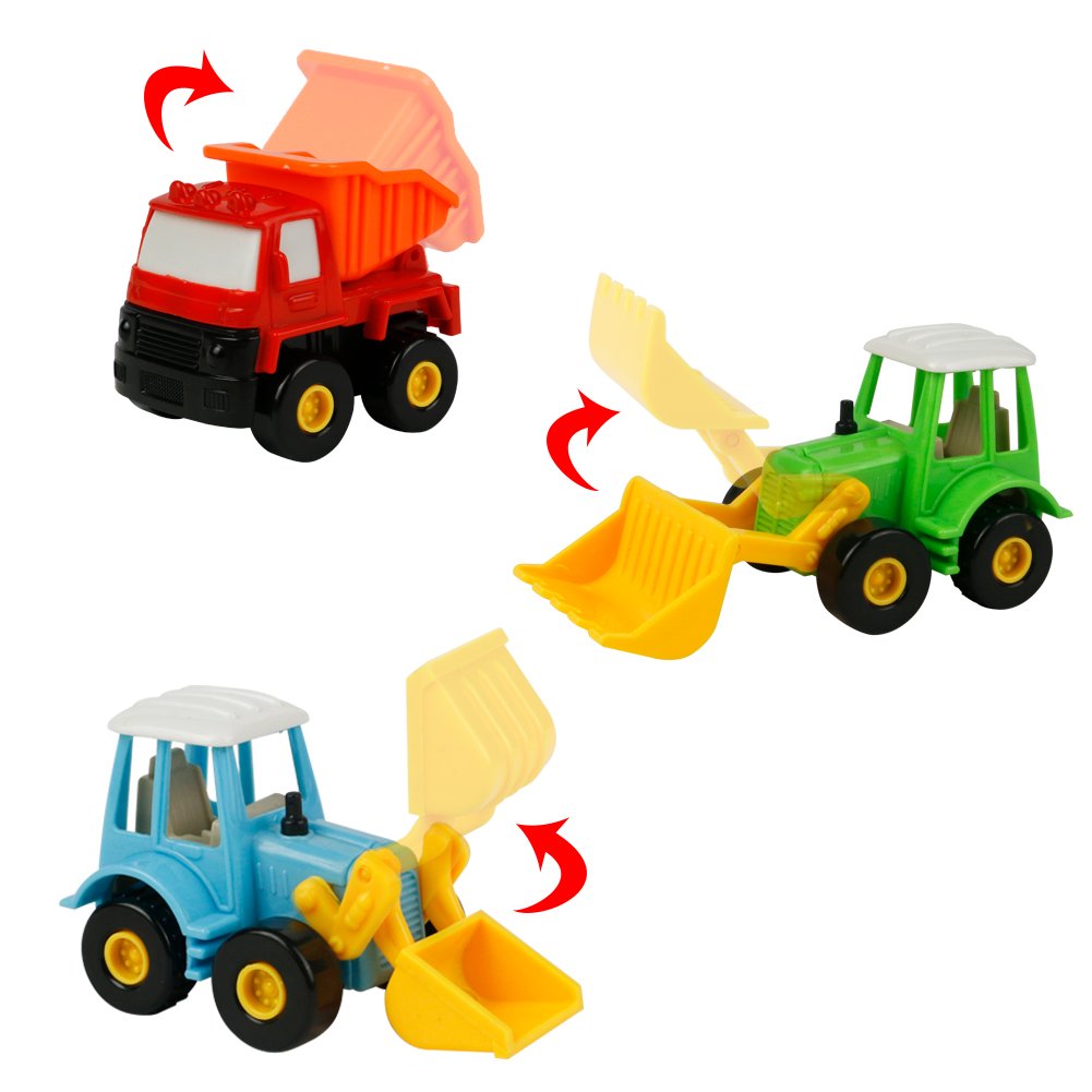 Truck Toy Car Construction Toys Pull Back Vehicles Best Party Supplies Favors Christmas Birthday Gifts for Kids Boys Girls 3 Years and Up, 6pcs(Color Vary)
