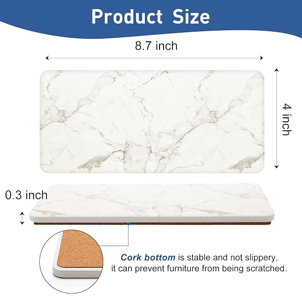 2 PCS WATER ABSORBING STONE TRAYS FOR BATHROOM COUNTER KITCHEN SINK TRAY DISH SOAP DISPENSER MAT DRYING VANITY TRAYS CERAMIC COASTERS SINK STAND CADDY SPONGE HOLDER MARBLE BATHROOM ACCESSORIES TRAYS