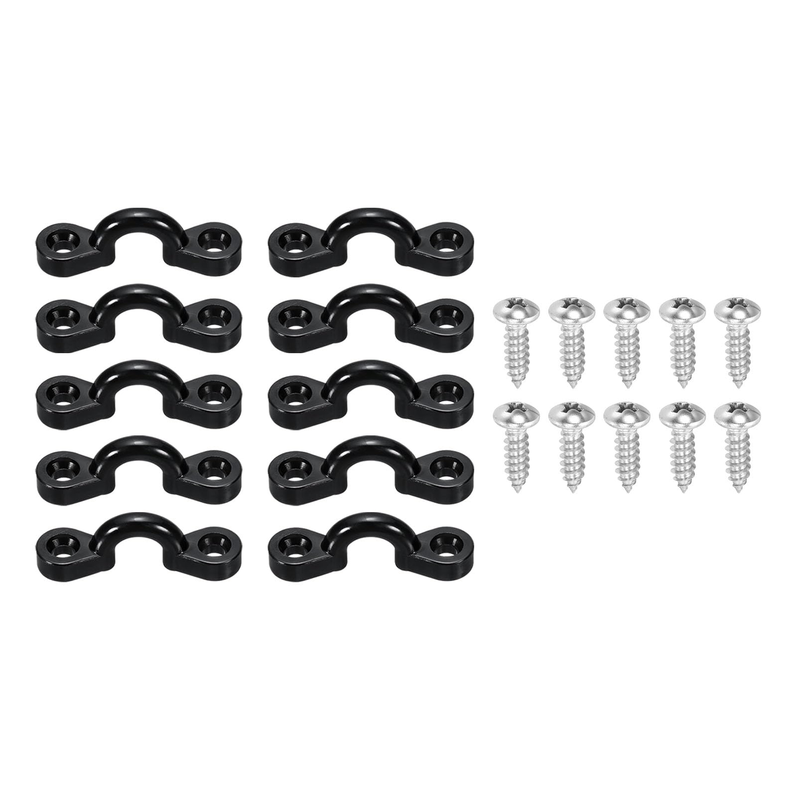 PATIKIL Kayak Pad Eye Kit, 10 Pack Nylon Deck Loops Bimini Boat Top Eye Straps with 20 Pan Head Self Tapping Screws for Kayaks Canoes Boats Tie Down