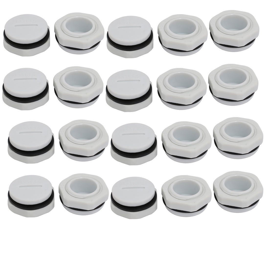 Sourcingmap PG13.5 Nylon Male Threaded Cable Gland Screw End Cap Cover Gray 10pcs