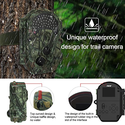 Trail Camera,THZY Waterproof 16MP 1080P HD Game Hunting Camera with Sound 120° Wide Angle Lens 0.5s Trigger Speed 38 Pcs 940nm IR LEDs No Glow Black Infrared Night Version up to 20M/65FT for Hunting - Thumbnail 4