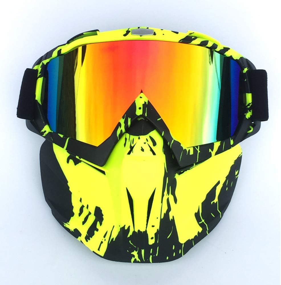 HCMAX Motorcycle Goggles With Detachable Face Mask Helmet Fog-proof Windproof UV Protection Bike ATV MX Glasses for Desert Offroad Riding Racing Fits Men Women