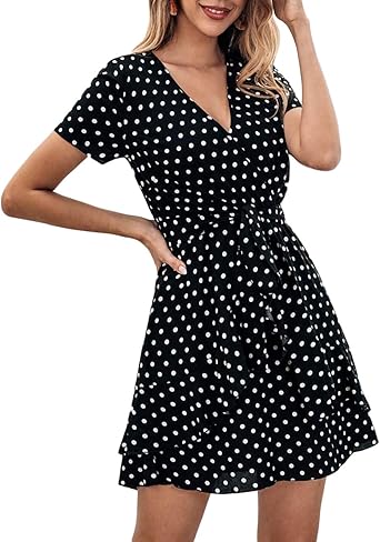 v neck casual short sleeve dresses