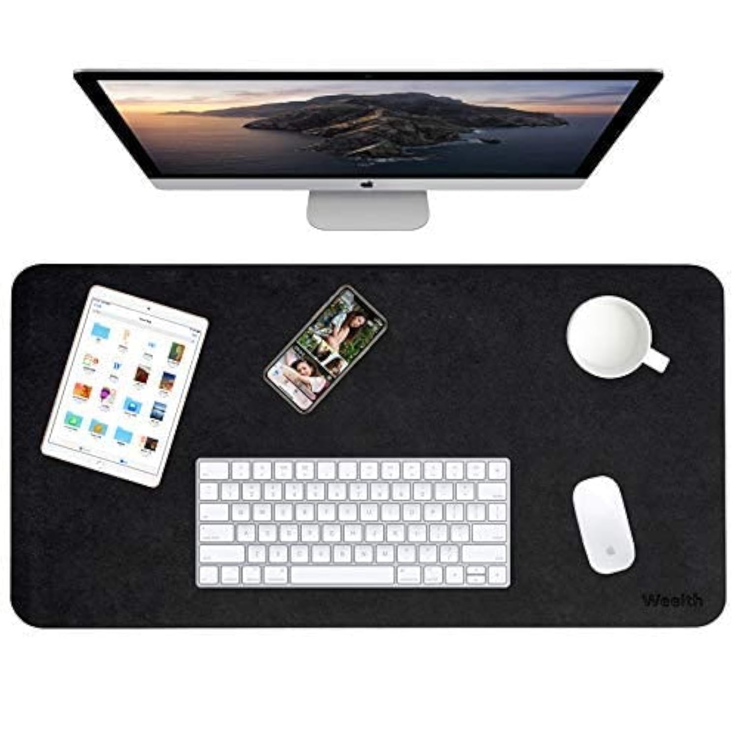 Weelth Multifunctional Office Desk Pad, Waterproof Desk Pad Protector Pu Leather Dual-Sided Desk Writing Pad for Office/Home