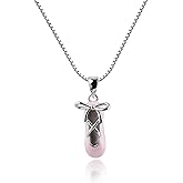 Cherished Moments 925 Sterling Silver Pink Ballet Slipper Shoe Necklace for Children, Toddlers, Little Girls, Kids, Teens, or Adults, Dance Recital Gifts