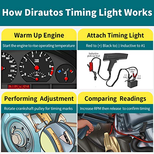 Engine Timing Light with Spark Plug Tester,Inductive Timing Light Gun Advance Timing Light Ignition Testers Engine Ignition Coil Tester for Car Motor Motorbike Vehicle Motorcycle Marine Lawnmower - Thumbnail 2