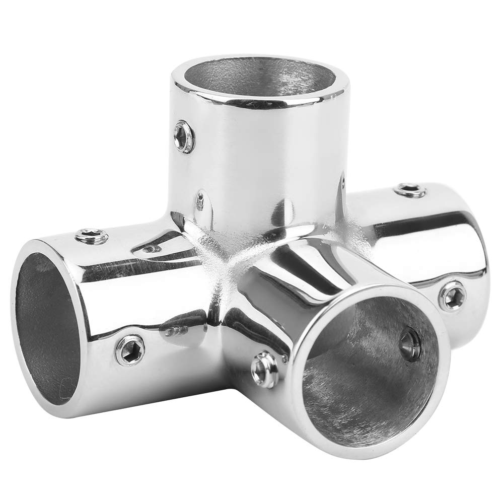 Boat Hand Rail Fittings, 25mm/ 1in Hand Rail Fitting 316 Stainless Steel 4-Way Round Base Hardware Accessories