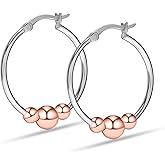 LeCalla 925 Sterling Silver Hoop Earrings for Women | Lightweight Two-Tone & Gold-Plated Hoops Earring Jewelry | Bead Ball & Evil Eye Click-Top Round & Oval Hoop Earrings Jewelry Gifts