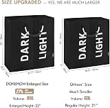 DOKEHOM 80L Large Collapsible Laundry Basket Two Sections Black view 3