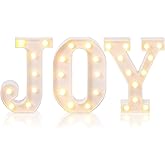 Mudder 3 Pcs Joy Light up Sign Christmas Joy Sign Decorations LED Letter Lights Christmas Centerpiece Decor for Table Window Xmas Home Bedroom Kitchen Wall Fireplace Mantle