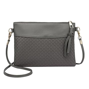 Widewing Womens Plaid Envelope Handbags Pu Leather Messenger Shoulder Bags One Size Grey