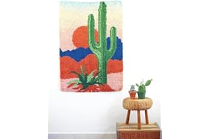 YAKOLECI Latch Hook Kits for Adults, Color Printed DIY Rug Crafts Arts Carpet for Home Decoration Festival Gift 23.6''X15.8'' (Cactus)