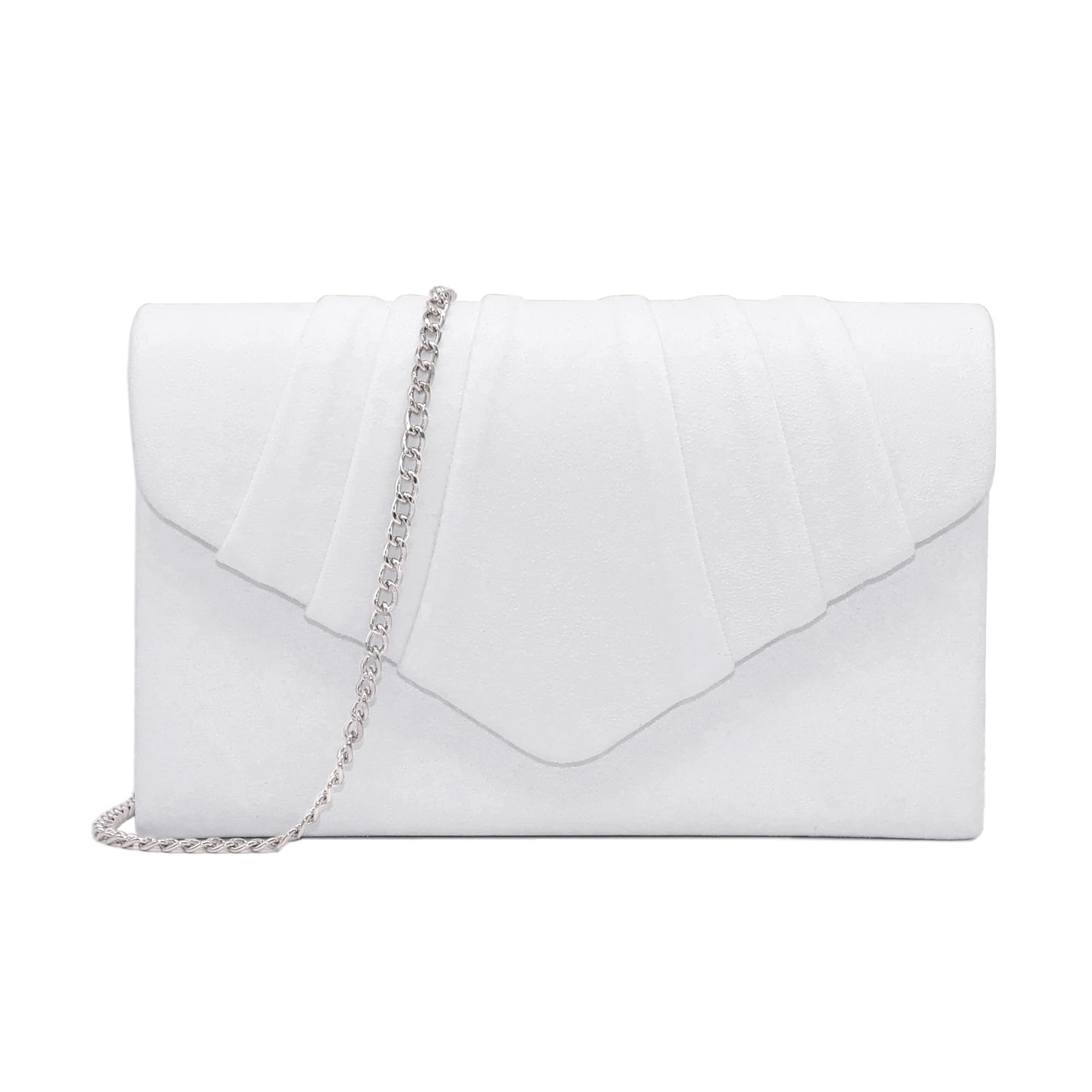 Milisente Women Clutches Velvet Pleated Evening Bag Evenlope Clutch Purse (White)