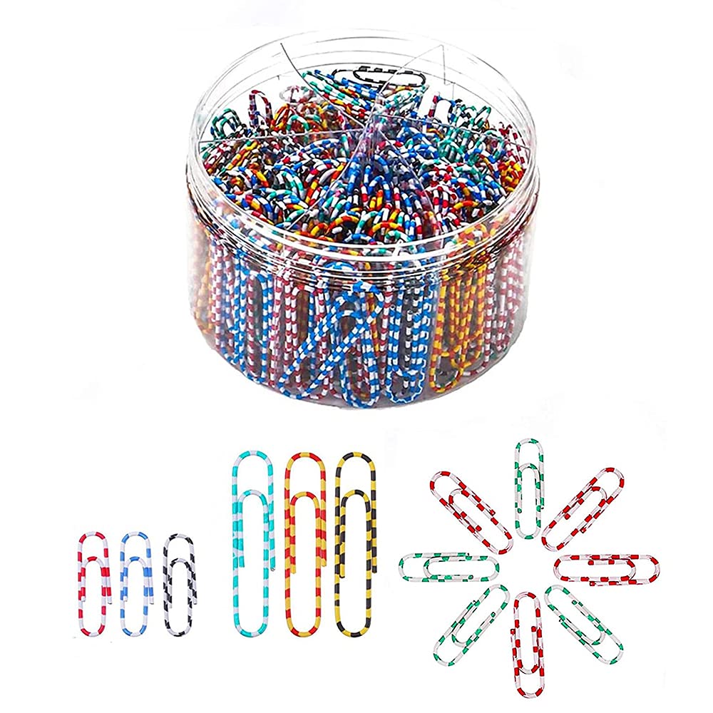 Metal Paperclip, 450 Pieces Color Paper Clip, Large Paper Clips Assorted, Coated Metal Paperclips, Colored Zebra Metal Box Paper Clip for Office, School, Home File Organization (Color)