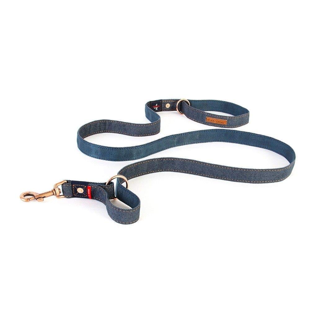 EZYDOG Vario 4 Multi-function Dog Lead | 3-6 Foot Adjustable Dog Lead, Small Dogs, Medium, Large Dogs (Denim)