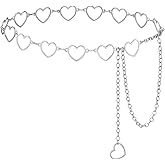 AWAYTR Heart Chain Belts for Girls - Rhinestone Silver and Gold Metal Waist Belt for Flower Girl Dresses Jeans