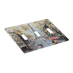 Pznen Triple Toggle Wall Plate, Paris Eiffel Tower