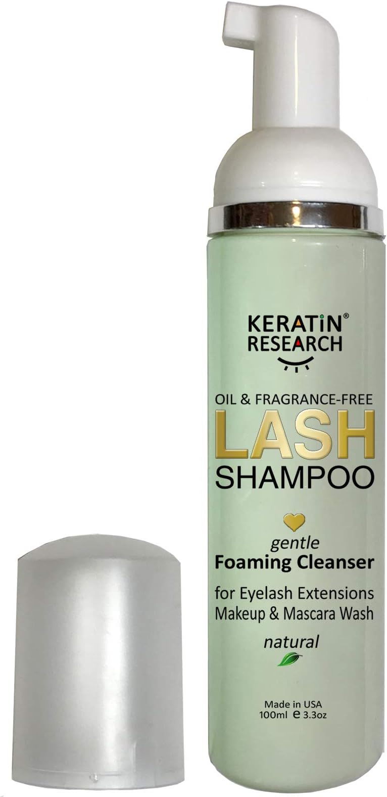 Eyelid & Eyelash Extension Natural Foaming eyelash Tear-free Shampoo Cleanser.Oil-Free Fragrance-free Wash for Extensions and Natural Lashes Paraben & Sulfate Free Safe Makeup & Mascara wash 100ml (100ml)
