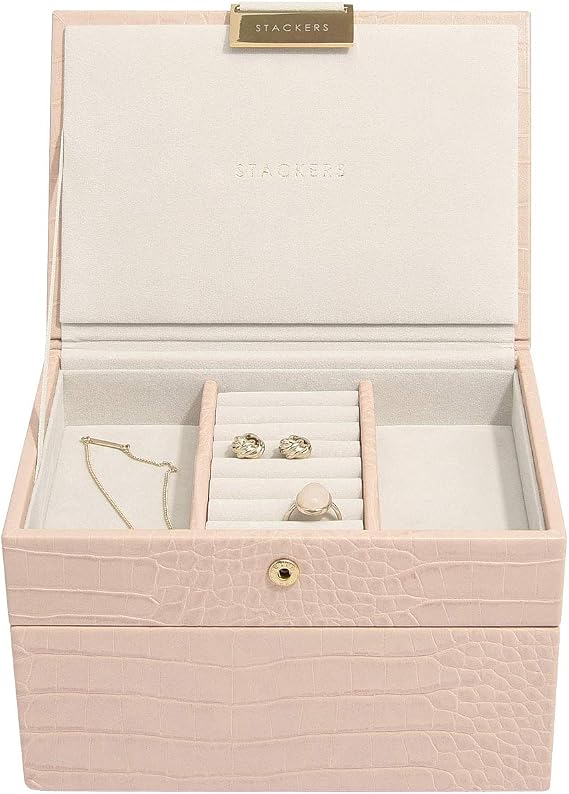 Stackers Pastel Pink Croc Mini Jewellery Box Set of 2