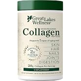 Great Lakes Wellness Collagen Peptides Powder, Unflavored, 16 oz | Hydrolyzed Collagen Types I and III, 22 Servings, Supports Skin, Hair, Nails, Joints, and Digestion, Non-GMO, Keto, Kosher