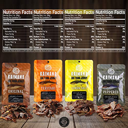 Kaimana Jerky Ahi Tuna 4 Pack Variety Bundle All Natural & Wild